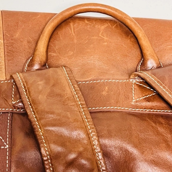 Leather Mercury Gate Barrington Collection Rucksack Backpack Brown Canvas Inside - Picture 10 of 16